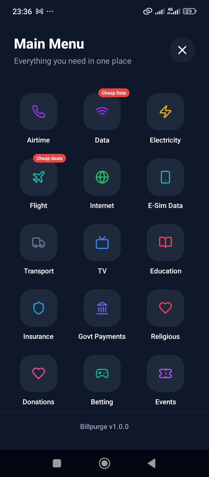 Menu Screen